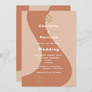 Earthy Soft Terracotta Modern Abstract Wedding Inv Invitation