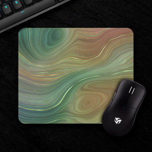 Earthy Strata Emerald Green Brown Gold Agate Mouse Pad