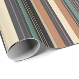 Earthy Stripes Midcentury Modern Gift Wrap