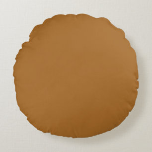 Earthy Sudan Brown Neutral Solid Colour Print Round Pillow