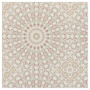 Earthy Taupe and Rust Mandala Pattern Fabric