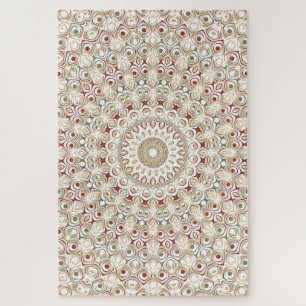 Earthy Taupe and Rust Mandala Pattern Jigsaw Puzzle