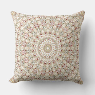 Earthy Taupe and Rust Mandala Pattern Throw Pillow