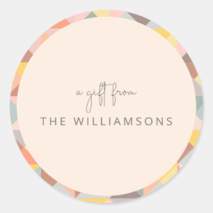 Earthy Taupe Yellow Fall Gift From Custom Name Classic Round Sticker