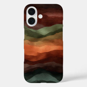 Earthy Terracotta and Forest Green Abstract iPhone 16 Case