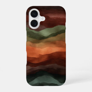 Earthy Terracotta and Forest Green Abstract iPhone 16 Case