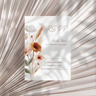 Earthy Terracotta Boho Wildflowe Wedding RSVP Card