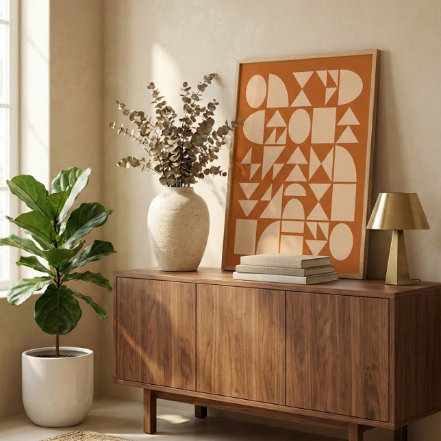 Earthy Terracotta Modern Geometric Shapes Art Poster (Creator Uploaded)