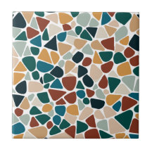 Earthy Terrazzo Mosaic Pebble Seamless Pattern