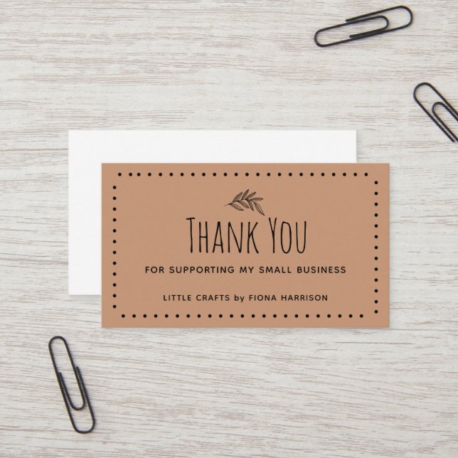 Earthy Thank You For Supporting My Small Business  Business Card (Front/Back In Situ)