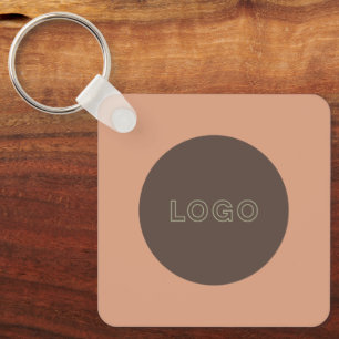 Earthy Tone Logo QR Code Double Sided Keychain