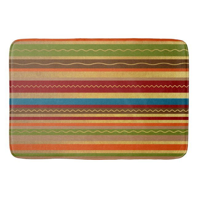 Earthy Tone Stripes  Bath Mat (Front)