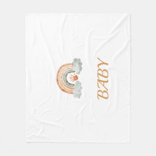 Earthy Tone Watercolor Boho Rainbow "Baby" Fleece Blanket