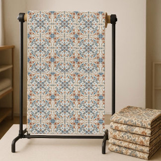 Earthy Tones Boho Floral Pattern Minimalistic Chic Fabric