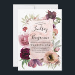 Earthy Tones Burgundy Floral Vintage Wedding Invitation<br><div class="desc">Dusty rose (dusky pink and mauve) and burgundy flowers vintage wedding invitations.  The gorgeous muted shades,  pale and slate warm colours composition except the Marsala being dark red to make a contrast. Romantic and dreamy wedding palette for the fabulous bride!</div>