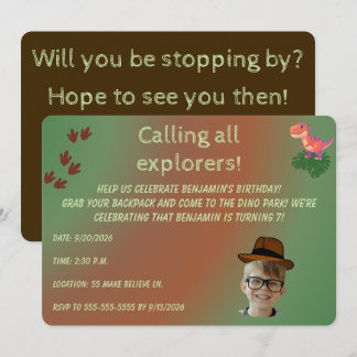 Earthy Tones Dinosaur Adventure Birthday Invite