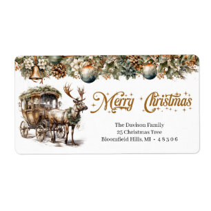 Earthy tones green gold Reindeer and carriage