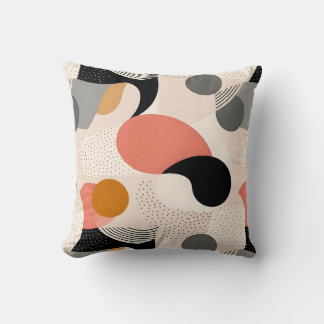 Earthy Tones Modern Abstract Minimalist Geometric Throw Pillow
