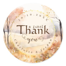 Earthy tones rustic bloom Autumn Wedding Thank You