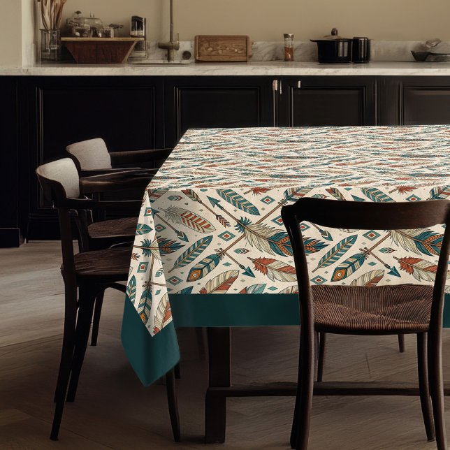 Earthy Tribal Tablecloth with Arrows and Feathers (Earthy Tribal Tablecloth with Arrows and Feathers)