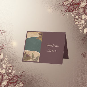 earthy vintage boho chic green single seating card