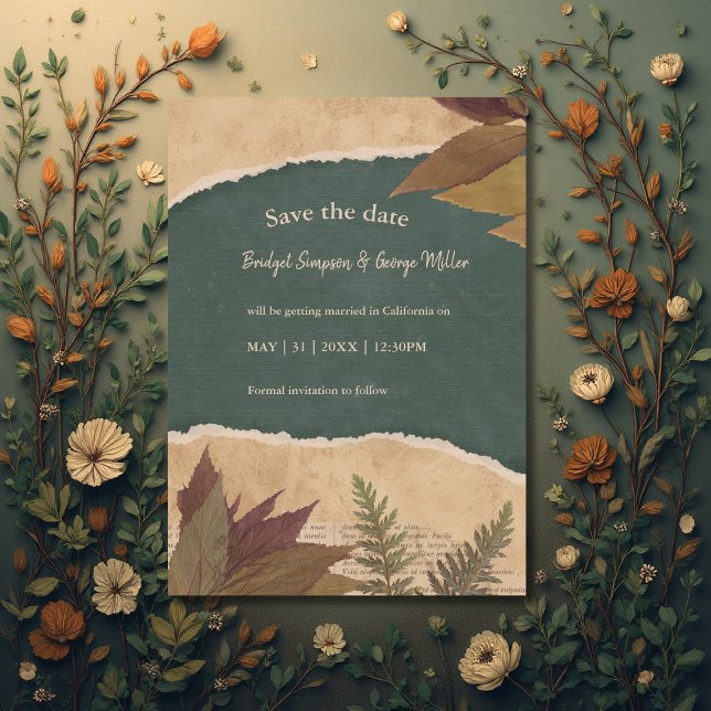 earthy vintage boho chic greenery safe the date  (Creator Uploaded)