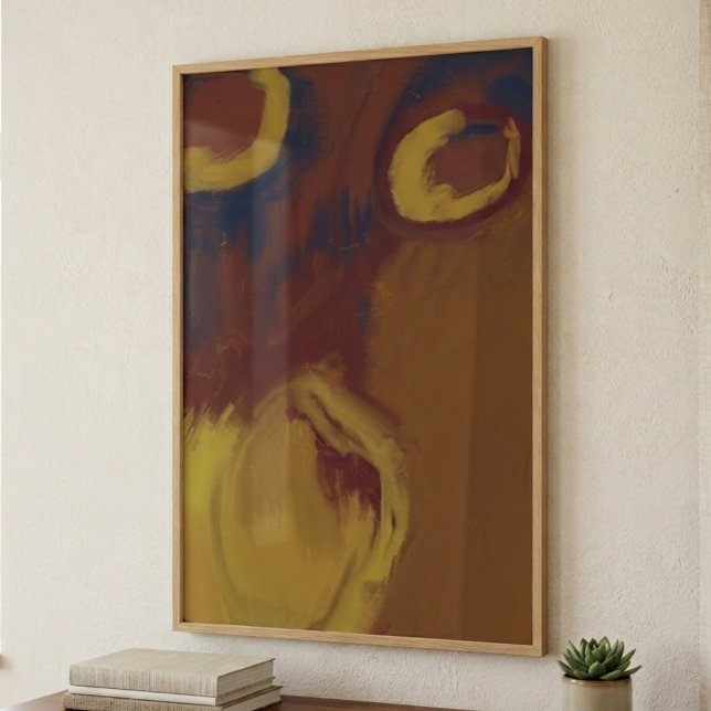 Earthy Wabi Sabi Abstract Large Wall Art (An organic wabi-sabi poster for a new apartment renter celebrating a casual housewarming.)