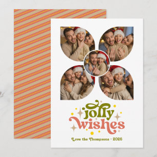 Earthy Warm Modern Retro Photo Collage Christmas Holiday Card