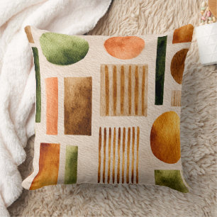 Earthy Watercolor Abstract Pattern - Boho Organic Throw Pillow