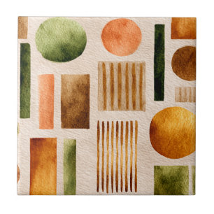 Earthy Watercolor Abstract Pattern - Boho Organic Tile