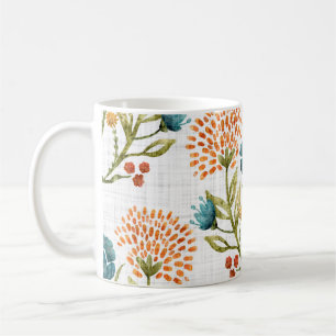 Earthy Whimsical: Watercolor Flower Motif. Coffee Mug