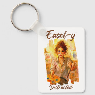 Easel-y Distracted, artist Keychain