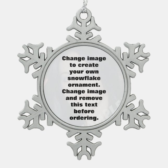 Easily create your own personalized photo snowflake pewter christmas ornament (Front)