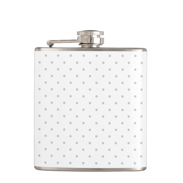 Easily Customize Colour from Grey Mini Polka Dots Hip Flask (Front)