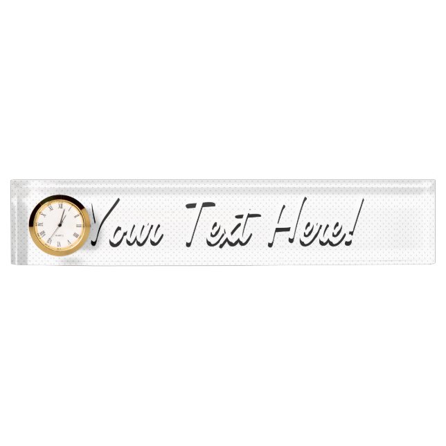 Easily Customize Colour from Grey Mini Polka Dots Nameplate (Front)