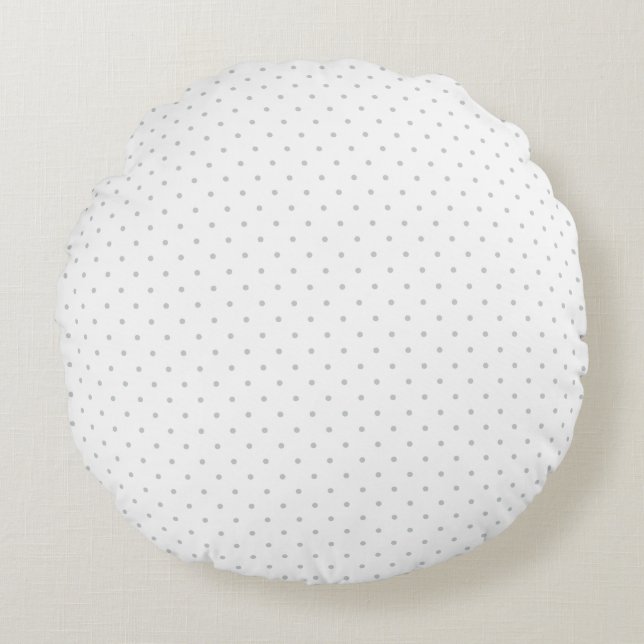 Easily Customize Colour from Grey Mini Polka Dots Round Pillow (Front)
