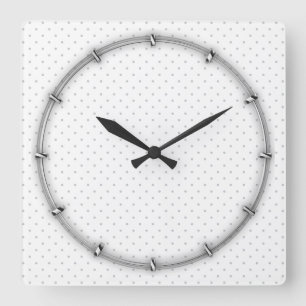 Easily Customize Colour from Grey Mini Polka Dots Square Wall Clock