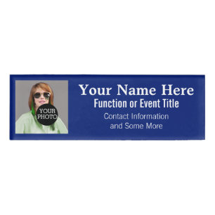 Easily Design Your Own Blue Photo Logo name tag