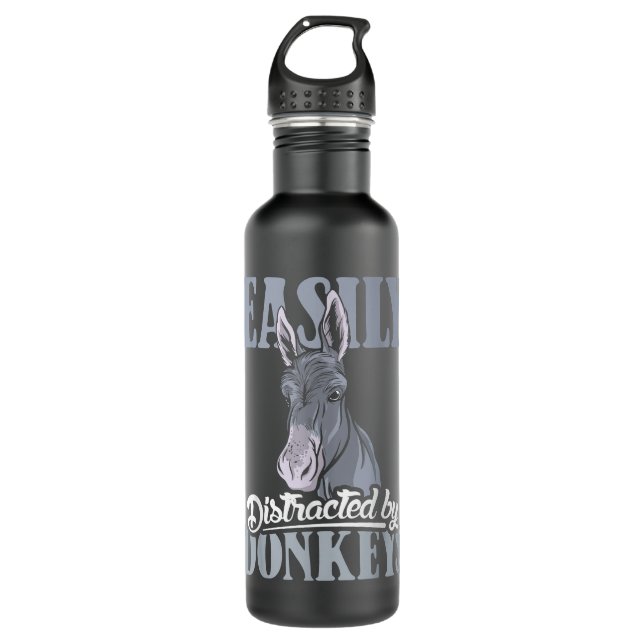 Easily destracted by donkeys design donkey lover a 710 ml water bottle (Front)
