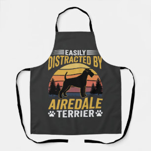 Easily Distracted by Airedale Terrier Retro Dog Apron