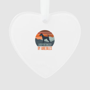 Easily Distracted By Airedales Dog Walking Ornament