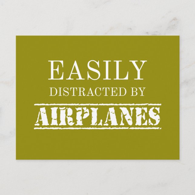 Easily Distracted By Airplanes Aviator Pilot Holiday Postcard (Front)