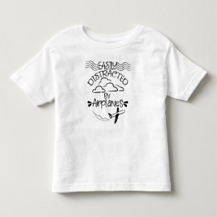 Easily Distracted by Airplanes Aviator Pilot Toddler T-shirt