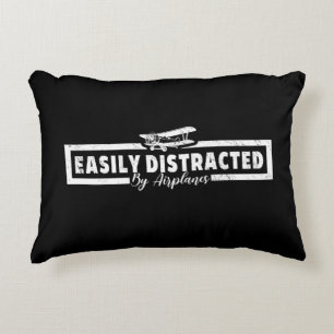 Easily Distracted By Airplanes, Funny Pilot Saying Accent Pillow