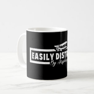 Easily Distracted By Airplanes, Funny Pilot Saying Coffee Mug