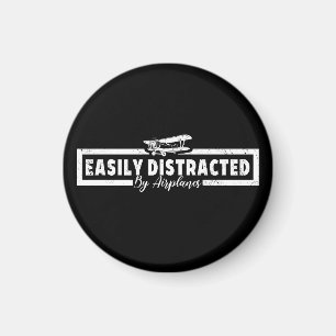 Easily Distracted By Airplanes, Funny Pilot Saying Magnet