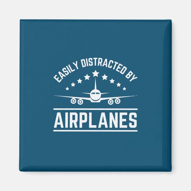 easily distracted by airplanes magnet (Front)