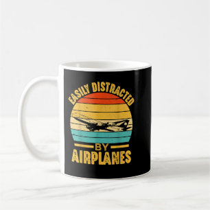 Easily Distracted By Airplanes Pilot Gifts Funny A Coffee Mug