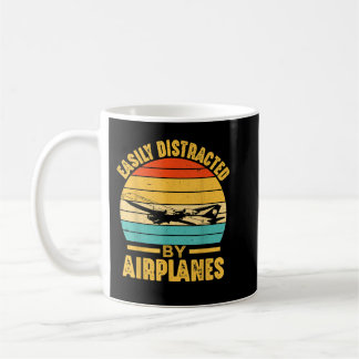 Easily Distracted By Airplanes Pilot Gifts Funny A Coffee Mug