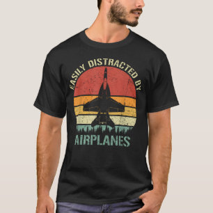 Easily Distracted By Airplanes Vintage F-18 T-Shirt
